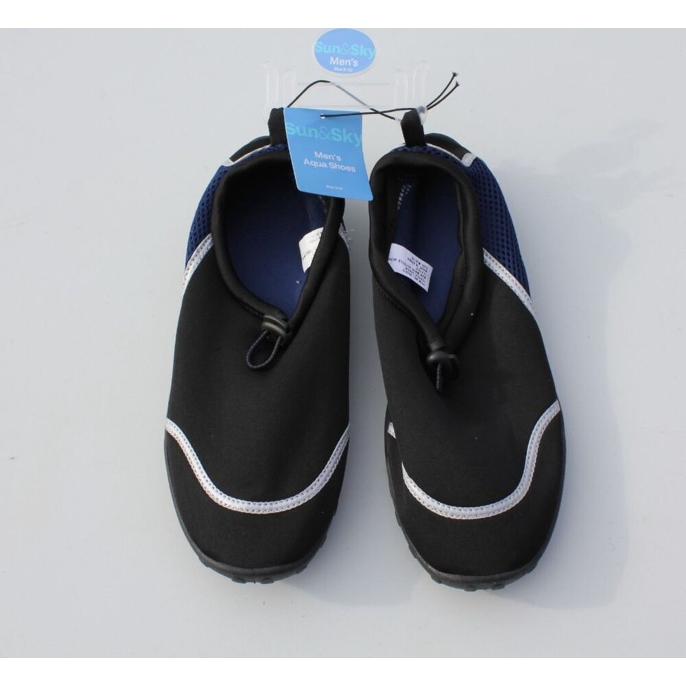 Water Shoes Black/Blue Sun & Sky Mens Sz 9-10 Swim Diving Surf Aqua Sport Beach